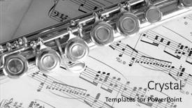  Presentation with sheet music - PPT theme consisting of silver flute resting on complicated background and a  colored foreground