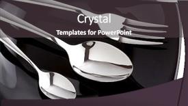  Presentation with silver and gold - PPT theme featuring silver fork knife and spoon background and a dark gray colored foreground