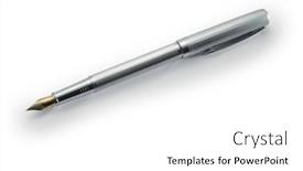  Presentation with fountain pen - Amazing presentation having silver-fountain-pen-on-white backdrop and a white colored foreground