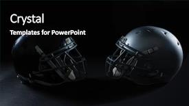  Presentation with american football - Presentation design featuring silver gears - american football head gear facing background and a  colored foreground