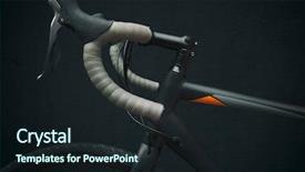  Presentation with bike - Colorful presentation design enhanced with silver gears - black race bike in front backdrop and a wine colored foreground