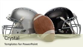  Presentation with american football - Theme consisting of silver gears - close up of american football background and a soft green colored foreground