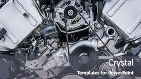 Presentation with car engine - Audience pleasing presentation theme consisting of silver gears - close up shot of car backdrop and a gray colored foreground