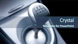  Presentation with brand - Slide set with silver gears - six speed gear stick background and a ocean colored foreground