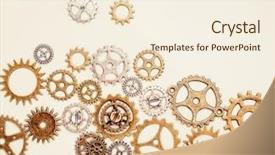  Presentation with gear wheels - PPT layouts enhanced with silver gears - vintage gear wheels on light background and a cream colored foreground