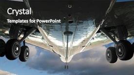  Presentation with jet - PPT theme featuring silver gears - wide angle up shot background and a dark gray colored foreground