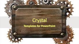  Presentation with wooden - Audience pleasing slide deck consisting of silver gears - wooden background wooden board backdrop and a tawny brown colored foreground