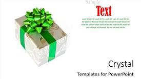  Presentation with ribbon green - Theme consisting of silver gift box decorated with green ribbon isolated on white background background and a white colored foreground