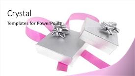  Presentation with pink white - Slides having silver gift box with pink background and a  colored foreground