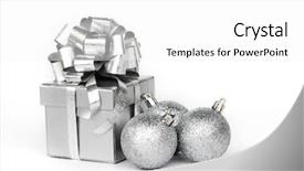  Presentation with silver fern black white flag - Slide set with silver gift isolated on white background and a white colored foreground