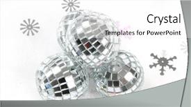  Presentation with silver christmas - Cool new PPT theme with silver glass christmas bulbs backdrop and a white colored foreground