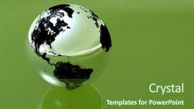  Presentation with green globe - Cool new presentation theme with silver globe in green background backdrop and a tawny brown colored foreground