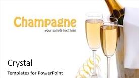  Presentation with champagne gold - Colorful PPT theme enhanced with silver gold - champagne bottle in bucket backdrop and a white colored foreground