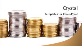  Presentation with gold silver - Presentation theme enhanced with silver gold - many coins in column isolated background and a white colored foreground