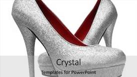  Presentation with pump - PPT theme consisting of silver high heels pump shoes background and a light gray colored foreground