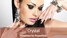  Presentation with black woman - PPT theme featuring silver jewelry - beautiful fashion sexy woman background and a coral colored foreground