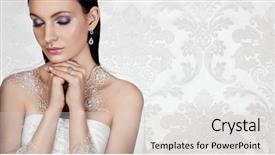  Presentation with bride - Theme enhanced with silver jewelry - elegant bride on vintage background background and a lemonade colored foreground