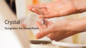  Presentation with jewelry - Colorful slide deck enhanced with silver jewelry - female jeweller or designer presenting backdrop and a lemonade colored foreground