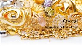  Presentation with jewelry gold - PPT layouts enhanced with silver jewelry - large collection of gold jewellery background and a yellow colored foreground