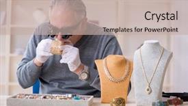  Presentation with old photographs black and white - Slides featuring silver jewelry glass - white bearded old jeweler background and a  colored foreground