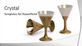  Presentation with ancient feast - Amazing slide set having silver jug - ancient glass isolated on white backdrop and a white colored foreground