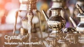  Presentation with utensils - Slide deck having silver jug - brass utensils shop with handicrafts background and a coral colored foreground