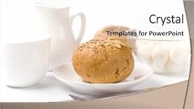  Presentation with white milk - Slides consisting of silver jug - bread milk and mozzarella closeup background and a  colored foreground