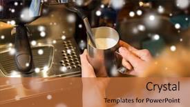  Presentation with restaurant equipment - Cool new presentation theme with silver jug - equipment people and technology concept backdrop and a red colored foreground