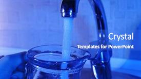  Presentation with filling water glass - Audience pleasing slide set consisting of silver jug - filling up glass pitcher backdrop and a cobalt blue colored foreground