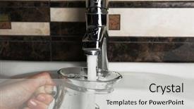  Presentation with filling water glass - Presentation consisting of silver jug - filling up glass pitcher background and a  colored foreground