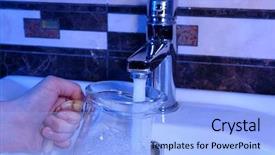  Presentation with filling water glass - Colorful slide set enhanced with silver jug - filling up glass pitcher backdrop and a  colored foreground