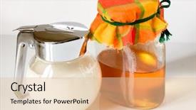  Presentation with honey - Audience pleasing PPT theme consisting of silver jug - milk and honey backdrop and a  colored foreground