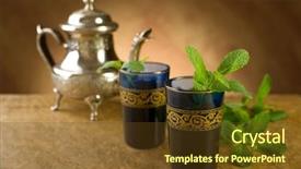  Presentation with moroccan - Presentation design with silver jug - moroccan mint tea background and a tawny brown colored foreground
