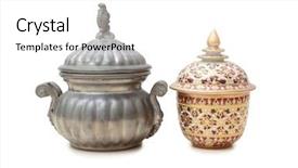  Presentation with old metal sheet roof texture - Presentation theme featuring silver jug - old metal pot background and a  colored foreground