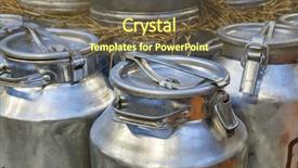  Presentation with milk dairy agriculture industry farming - Beautiful slides featuring silver jug - traditional milk cans in front backdrop and a  colored foreground