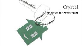  Presentation with white house - PPT theme with silver keys with house figure on the white background background and a white colored foreground