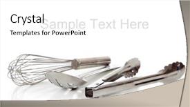  Presentation with kitchen utensils - Beautiful presentation theme featuring silver kitchen utensils including whisk backdrop and a white colored foreground