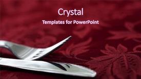  Presentation with damask - Colorful PPT layouts enhanced with silver knife and fork on red damask linen tablecloth focus on fork tines backdrop and a wine colored foreground