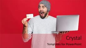  Presentation with red and silver stars - Audience pleasing PPT layouts consisting of silver laptop isolated over red backdrop and a red colored foreground