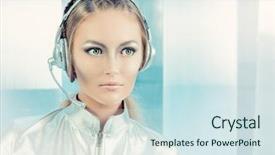  Presentation with silver tsunami geriatrics - Amazing PPT theme having silver latex costume with futuristic backdrop and a sky blue colored foreground