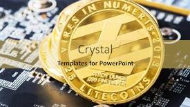  Presentation with litecoin - Theme featuring silver litecoin cryptocurrency digital bit coin btc currency technology business internet concept background and a yellow colored foreground