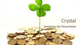  Presentation with clover - Slide set with silver lottery - clover leaf growing background and a cream colored foreground