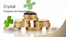  Presentation with lottery - Audience pleasing theme consisting of silver lottery - clover leaf growing backdrop and a white colored foreground