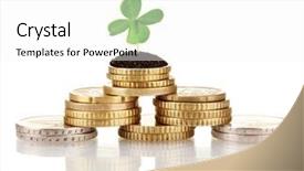  Presentation with clover - Beautiful slides featuring silver lottery - clover leaf growing backdrop and a white colored foreground