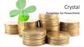  Presentation with clover - Cool new PPT layouts with silver lottery - clover leaf growing backdrop and a white colored foreground