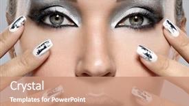  Presentation with girl design - Slides featuring silver makeup and metal nail background and a  colored foreground