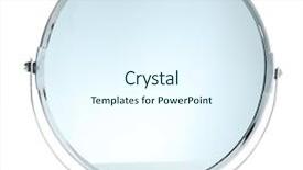  Presentation with makeup - Colorful presentation design enhanced with silver makeup mirror isolated backdrop and a sky blue colored foreground