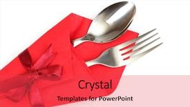  Presentation with silver metal red - Amazing slides having silver metal - fork and spoon in red backdrop and a red colored foreground