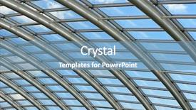  Presentation with roof - Beautiful PPT theme featuring silver metal curved roof joists backdrop and a teal colored foreground