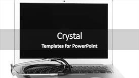  Presentation with white blank notebook silver - PPT theme enhanced with silver notebook with a stethoscope background and a dark gray colored foreground